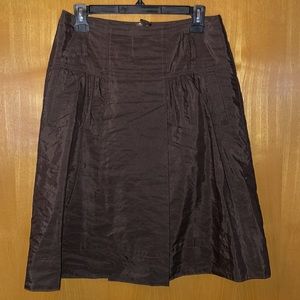 cotton blend pleated skirt brown with pockets | size 4